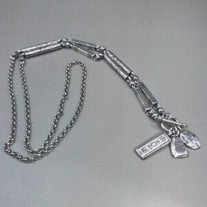 Brighton Silver Plated Charm Necklace‎ Toggle Clasp Pendant Tassle Scroll Chain